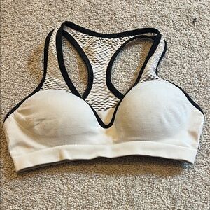 PINK Victoria's Secret Mesh-Back Sports Bra - Black & White
